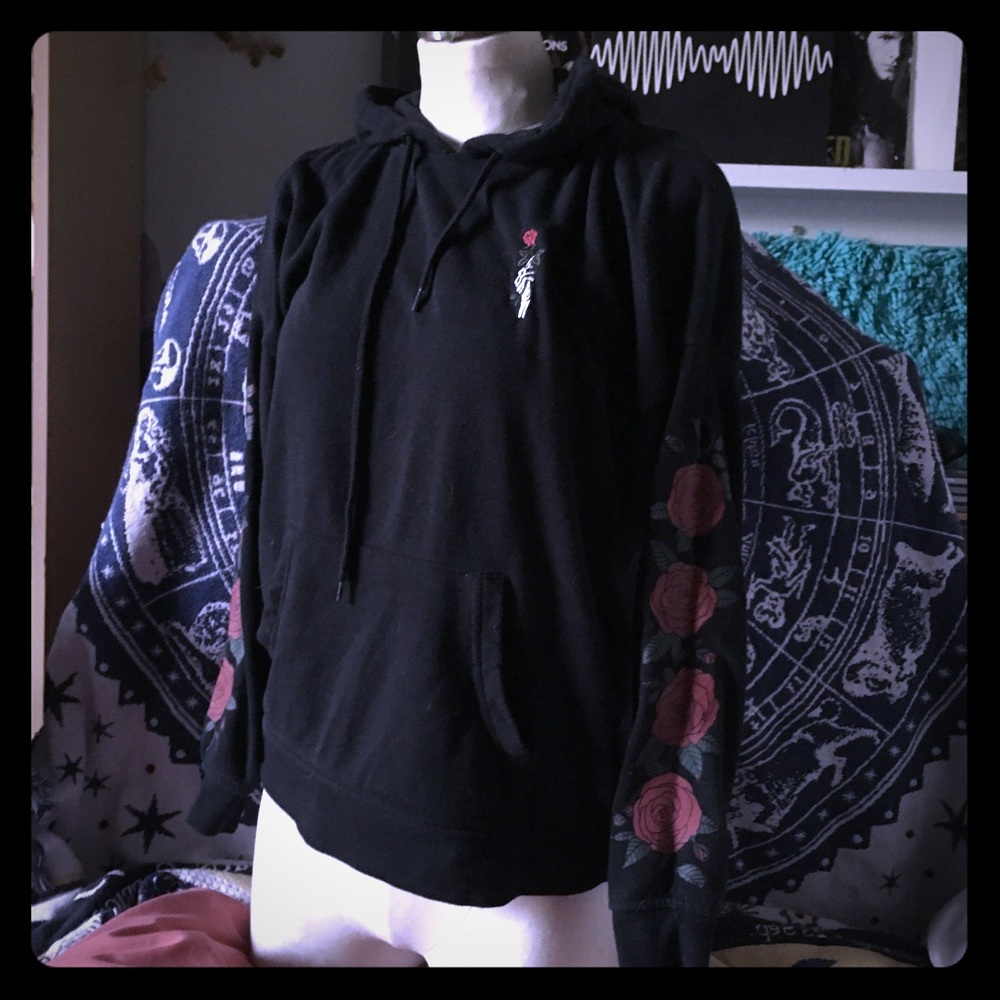 Rose and Skeleton Hand Hoodie
